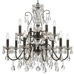 Butler 12-Light English Bronze Crystal Chandelier by Crystorama