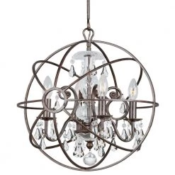 Solaris 4-Light Clear Crystal Bronze Mini Chandelier by Crystorama