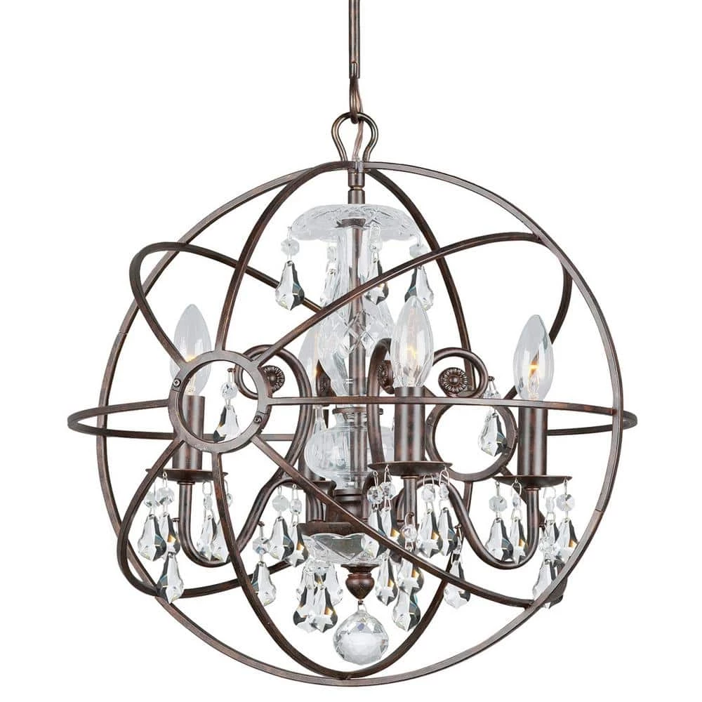 Solaris 4-Light Clear Crystal Bronze Mini Chandelier by Crystorama 3 Solaris 4-Light Clear Crystal Bronze Mini Chandelier by Crystorama