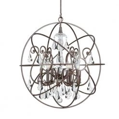 Solaris 6-Light English Bronze Bulb Chandelier by Crystorama