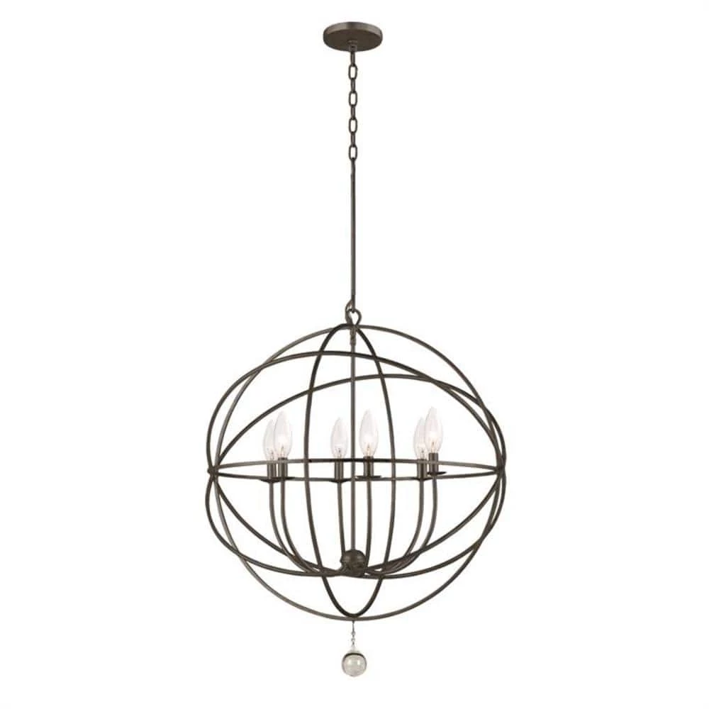 Solaris 6-Light English Bronze Bulb Chandelier by Crystorama 3 Solaris 6-Light English Bronze Bulb Chandelier by Crystorama