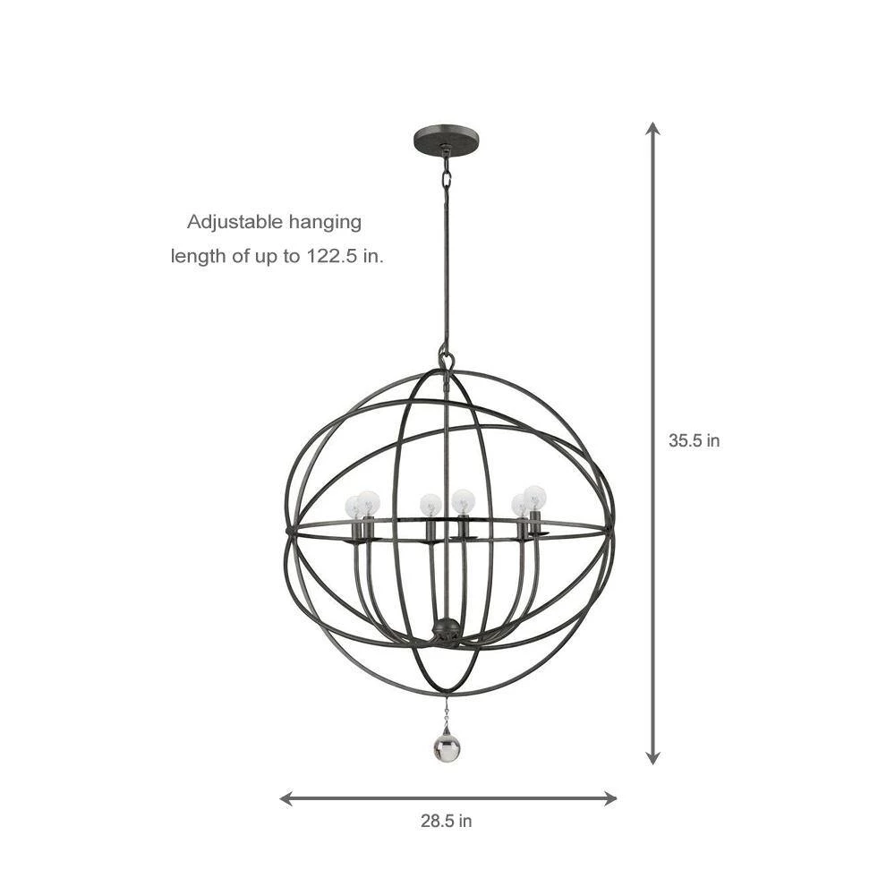 Solaris 6-Light English Bronze Bulb Chandelier by Crystorama 10 Solaris 6-Light English Bronze Bulb Chandelier by Crystorama - Image 8