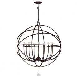 Solaris 9-Light English Bronze Bulb Chandelier by Crystorama