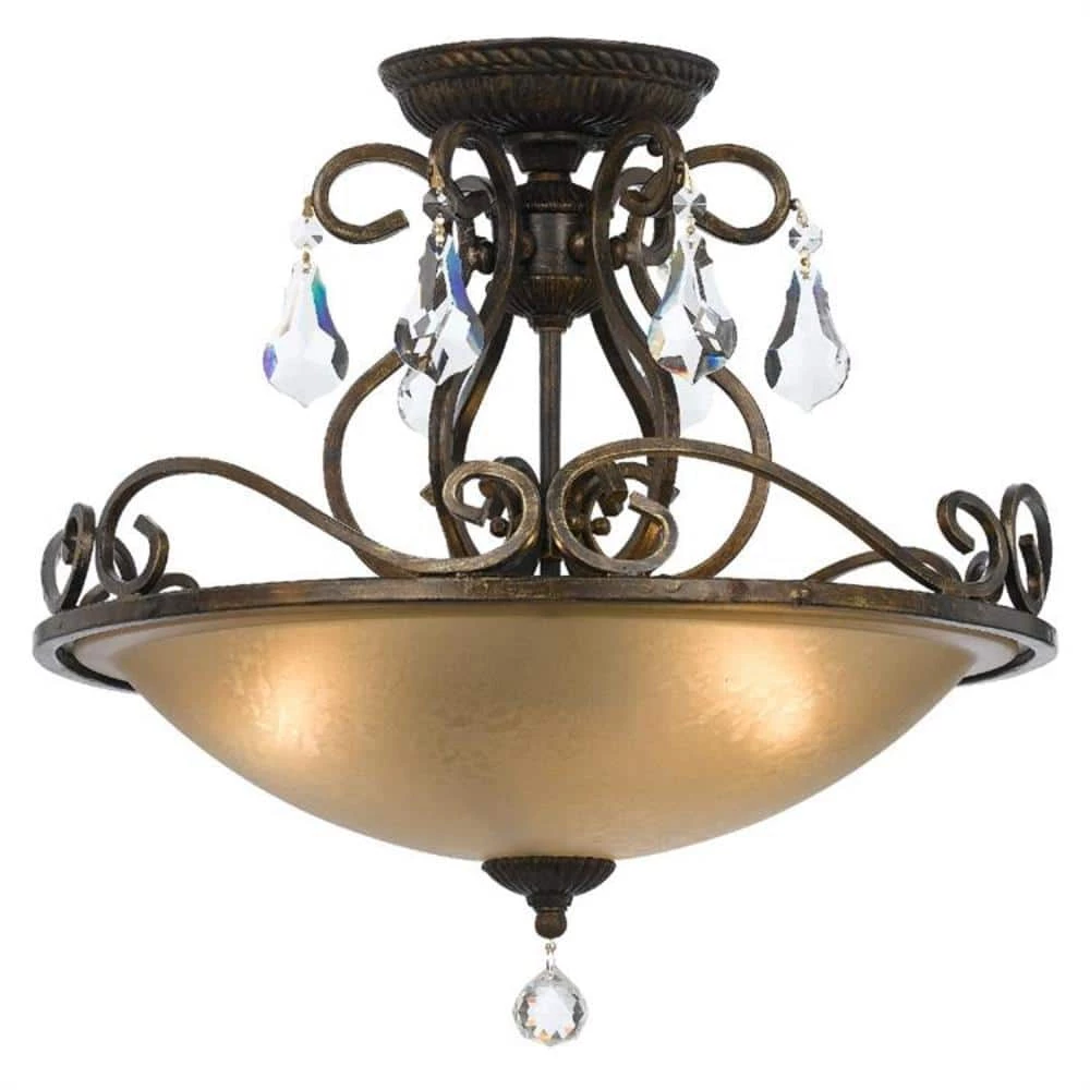 Ashton 16.5 in. 3-Light English Bronze Flush Mount by Crystorama 3 Ashton 16.5 in. 3-Light English Bronze Flush Mount by Crystorama