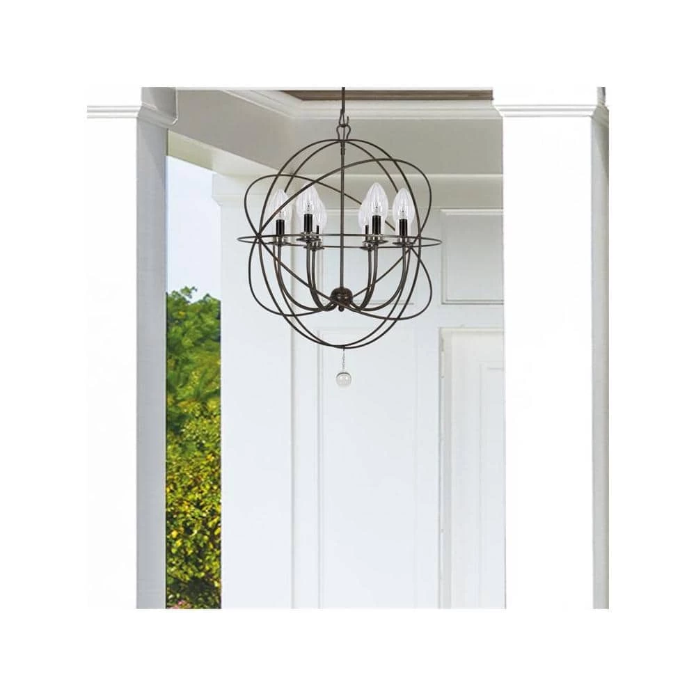 Solaris 6-Light English Bronze Standard Outdoor Chandelier by Crystorama 8 Solaris 6-Light English Bronze Standard Outdoor Chandelier by Crystorama - Image 6