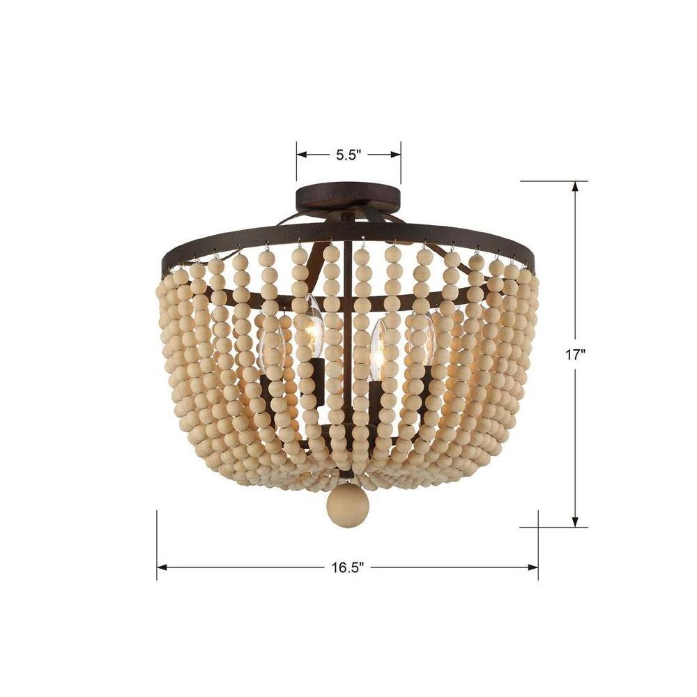 Rylee 16.5 in. 4-Light Forged Bronze Flush Mount by Crystorama 5 Rylee 16.5 in. 4-Light Forged Bronze Flush Mount by Crystorama - Image 3