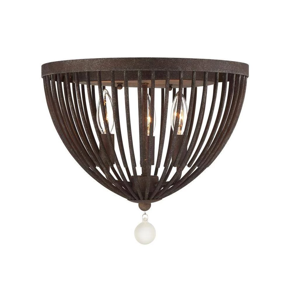 Duval 14 in. 3-Light Forged Bronze Flush Mount by Crystorama 7 Duval 14 in. 3-Light Forged Bronze Flush Mount by Crystorama - Image 5