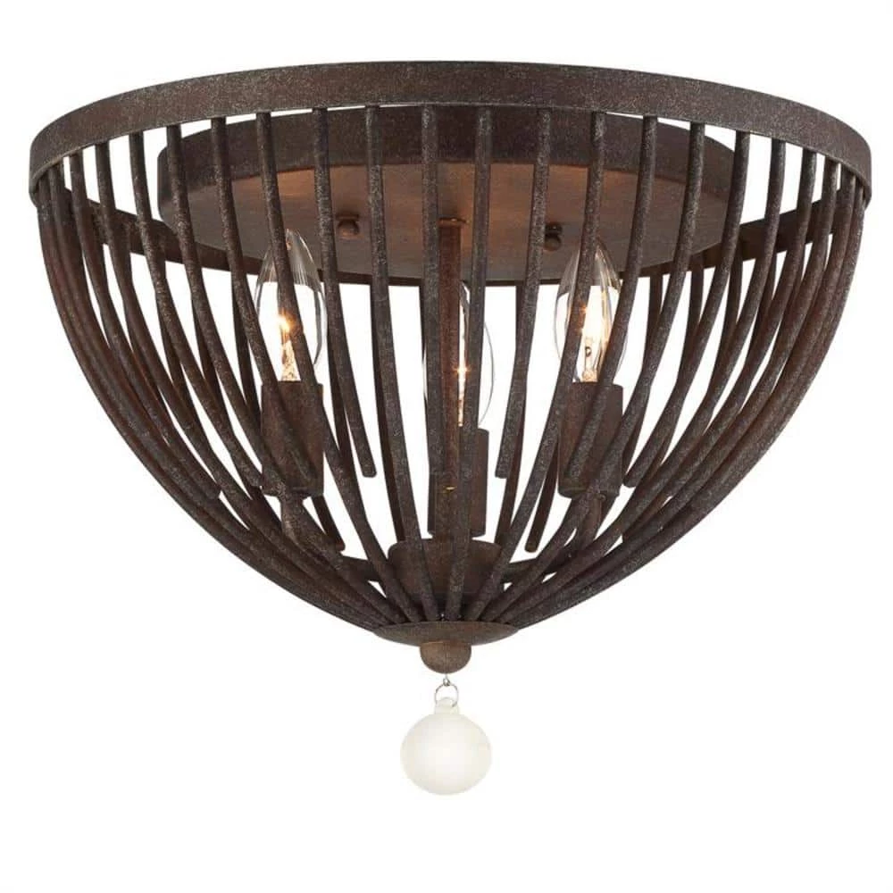 Duval 14 in. 3-Light Forged Bronze Flush Mount by Crystorama 3 Duval 14 in. 3-Light Forged Bronze Flush Mount by Crystorama