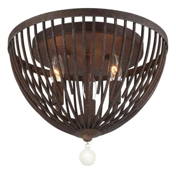 Duval 14 in. 3-Light Forged Bronze Flush Mount by Crystorama 4 Duval 14 in. 3-Light Forged Bronze Flush Mount by Crystorama - Image 2
