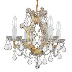Maria Theresa 4-Light Clear Crystal Gold Mini Chandelier II by Crystorama