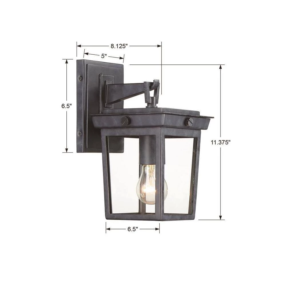 Belmont 1-Light Graphite Outdoor Lantern Sconce by Crystorama 4 Belmont 1-Light Graphite Outdoor Lantern Sconce by Crystorama - Image 2