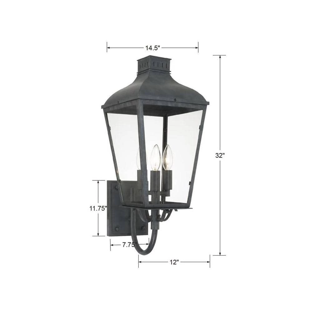 Dumont 3-Light Graphite Outdoor Sconce by Crystorama 7 Dumont 3-Light Graphite Outdoor Sconce by Crystorama - Image 5