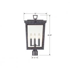 Belmont 3-Light Graphite Outdoor Lantern with Shade by Crystorama -Crystorama popular store graphite crystorama post lanterns bel a8069 ge 1f 1000