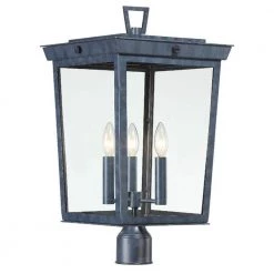 Belmont 3-Light Graphite Outdoor Lantern with Shade by Crystorama