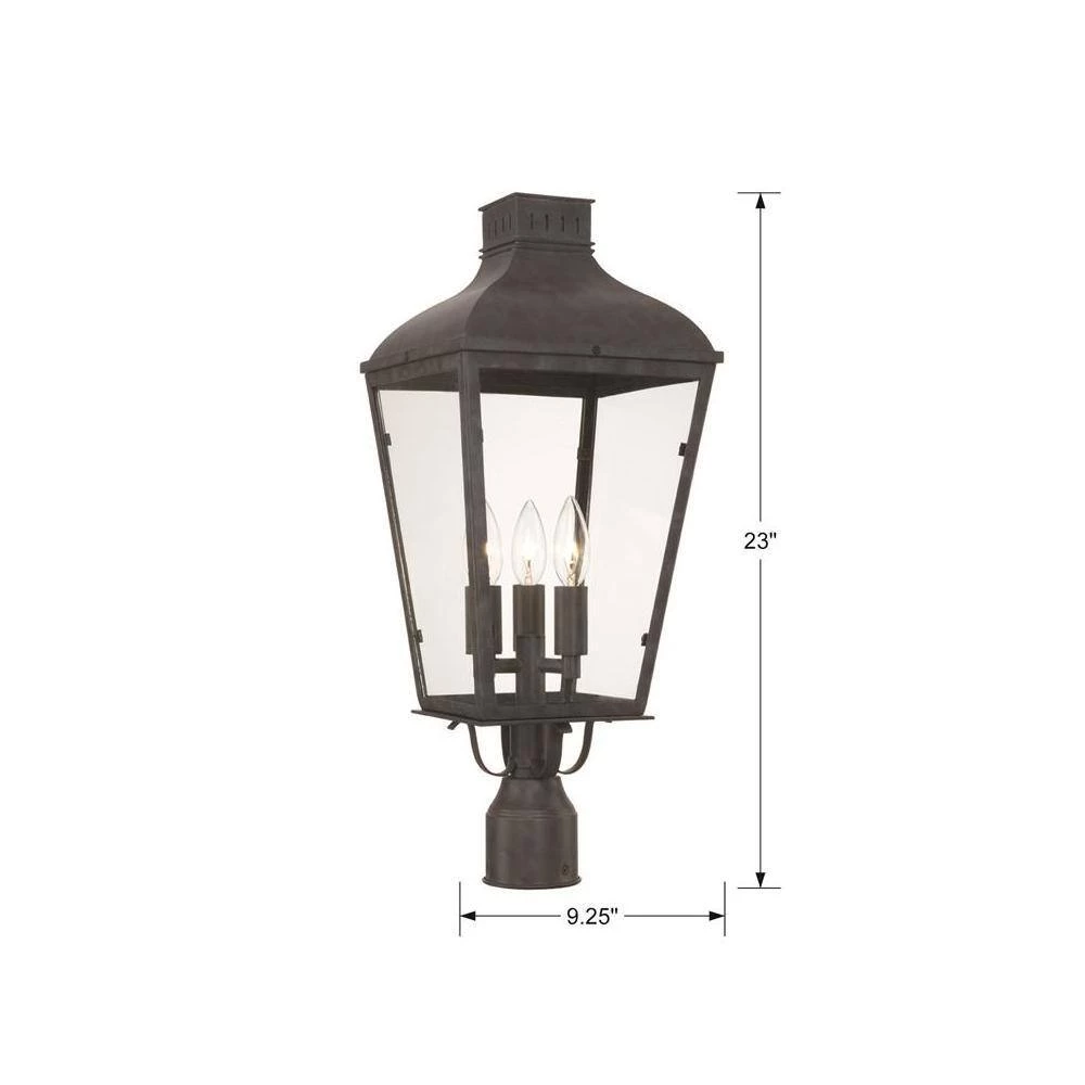 Dumont 3-Light Graphite Outdoor Lantern with Shade by Crystorama 5 Dumont 3-Light Graphite Outdoor Lantern with Shade by Crystorama - Image 3