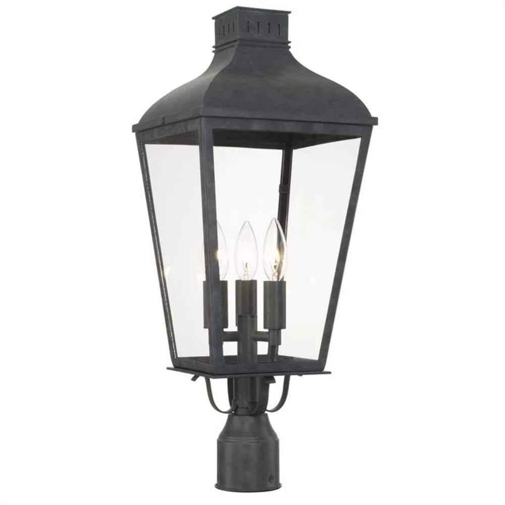 Dumont 3-Light Graphite Outdoor Lantern with Shade by Crystorama 3 Dumont 3-Light Graphite Outdoor Lantern with Shade by Crystorama