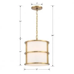 Hulton 3-Light Luxe Gold Pendant with Silk Shade by Crystorama -Crystorama popular store luxe gold crystorama chandeliers 9593 lg 1f 1000