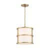 Hulton 3-Light Luxe Gold Pendant with Silk Shade by Crystorama
