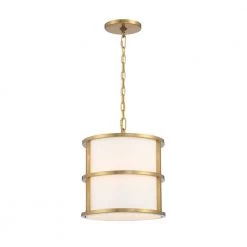 Hulton 3-Light Luxe Gold Pendant with Silk Shade by Crystorama
