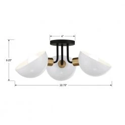 Gigi 22.75 in. 3-Light Matte Black + Aged Brass Flush Mount by Crystorama -Crystorama popular store matte black aged brass crystorama flush mount lights gig 810 bk ag 1f 1000
