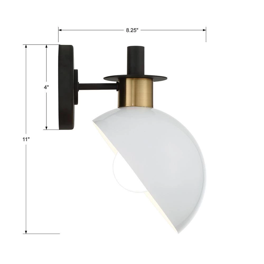 Gigi 1-Light Matte Black + Aged Brass Wall Mount by Crystorama 7 Gigi 1-Light Matte Black + Aged Brass Wall Mount by Crystorama - Image 5