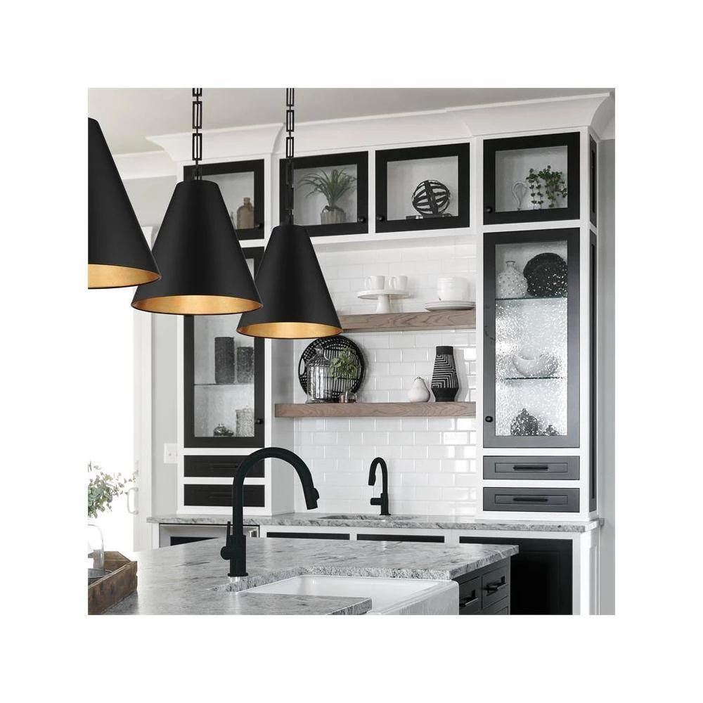 Alston 3-Light Matte Black + Antique Gold Chandelier by Crystorama 6 Alston 3-Light Matte Black + Antique Gold Chandelier by Crystorama - Image 4