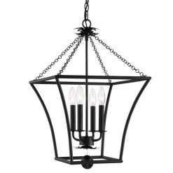 Broche 4-Light Matte Black Chandelier by Crystorama