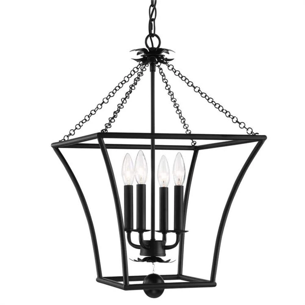 Broche 4-Light Matte Black Chandelier by Crystorama 2 Broche 4-Light Matte Black Chandelier by Crystorama
