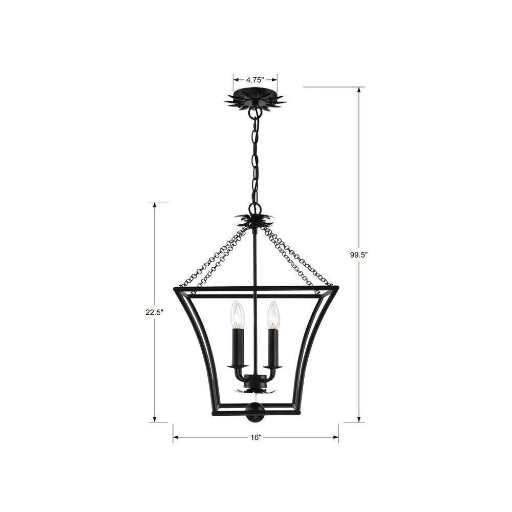 Broche 4-Light Matte Black Chandelier by Crystorama 8 Broche 4-Light Matte Black Chandelier by Crystorama - Image 7