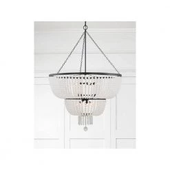 Rylee 12-Light Matte Black Beaded Chandelier by Crystorama -Crystorama popular store matte black crystorama chandeliers 612 mk 44 1000