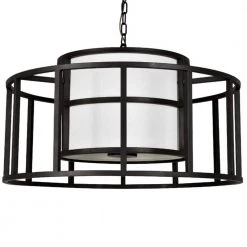 Hulton 5-Light Matte Black Shaded Chandelier with Silk Shade by Crystorama