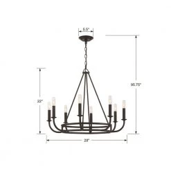 Bailey 8-Light Matte Black Standard Chandelier by Crystorama -Crystorama popular store matte black crystorama chandeliers bai a2108 mk 44 1000