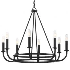 Bailey 8-Light Matte Black Standard Chandelier by Crystorama