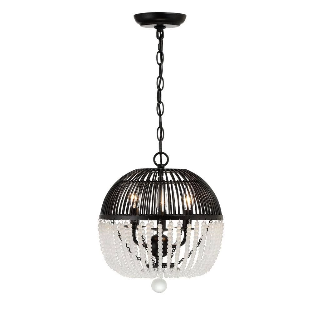 Duval 3-Light Matte Black Chandelier by Crystorama 3 Duval 3-Light Matte Black Chandelier by Crystorama