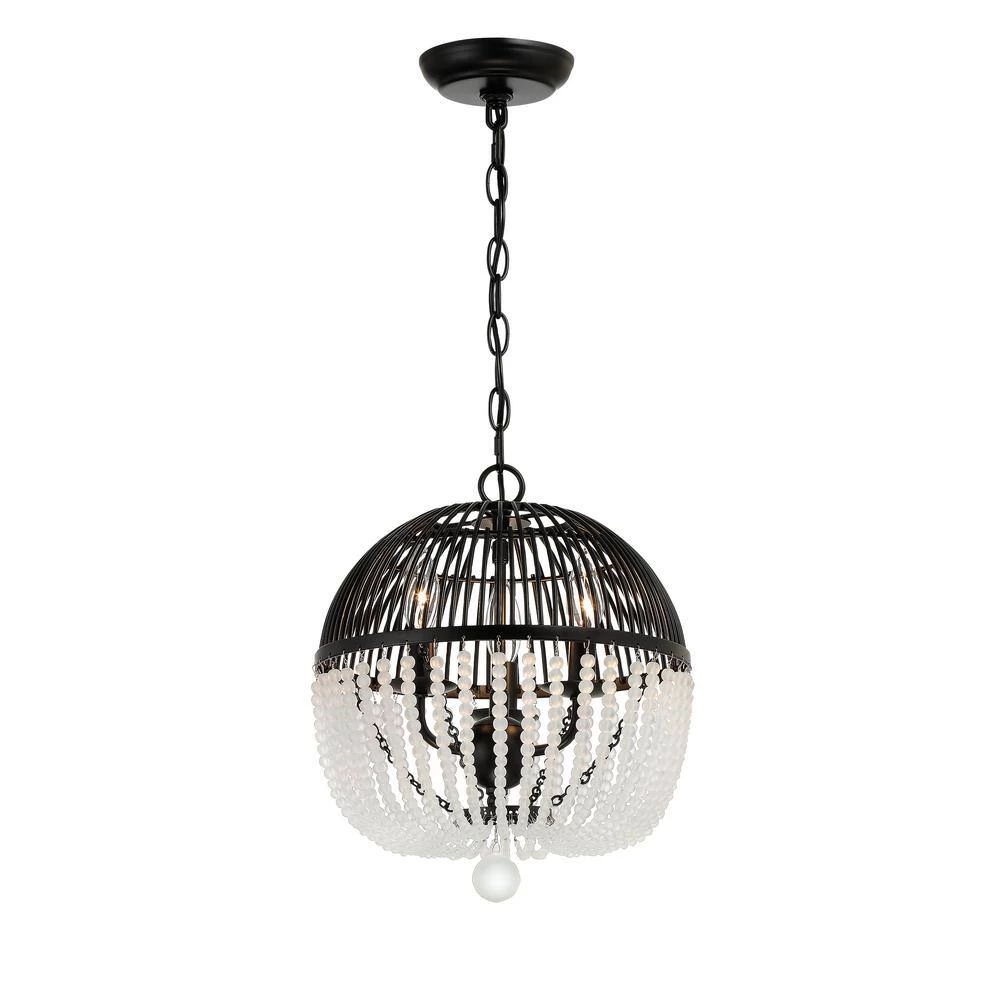 Duval 3-Light Matte Black Chandelier by Crystorama 4 Duval 3-Light Matte Black Chandelier by Crystorama - Image 2