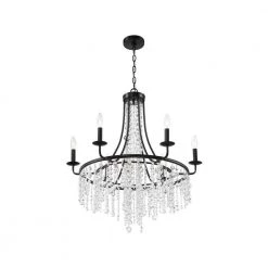 Gabrielle 6-Light Matte Black Chandelier by Crystorama -Crystorama popular store matte black crystorama chandeliers gab b7306 mk 4f 1000
