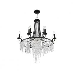 Gabrielle 12-Light Matte Black Chandelier by Crystorama -Crystorama popular store matte black crystorama chandeliers gab b7312 mk 4f 1000