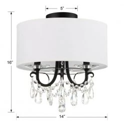 Othello 14 in 3-Light Matte Black Flush Mount by Crystorama -Crystorama popular store matte black crystorama flush mount lights 6623 mk cl mwp ceiling 44 1000