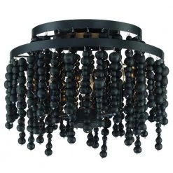 Poppy 14.96 in. 3-Light Matte Black Flush Mount by Crystorama
