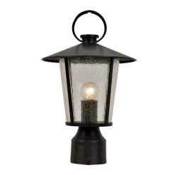 Andover 1-Light Matte Black Outdoor Lantern with Shade by Crystorama