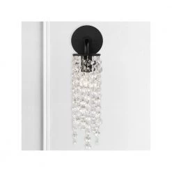 Gabrielle 1-Light Matte Black Sconce by Crystorama -Crystorama popular store matte black crystorama vanity lighting gab b7311 mk fa 1000