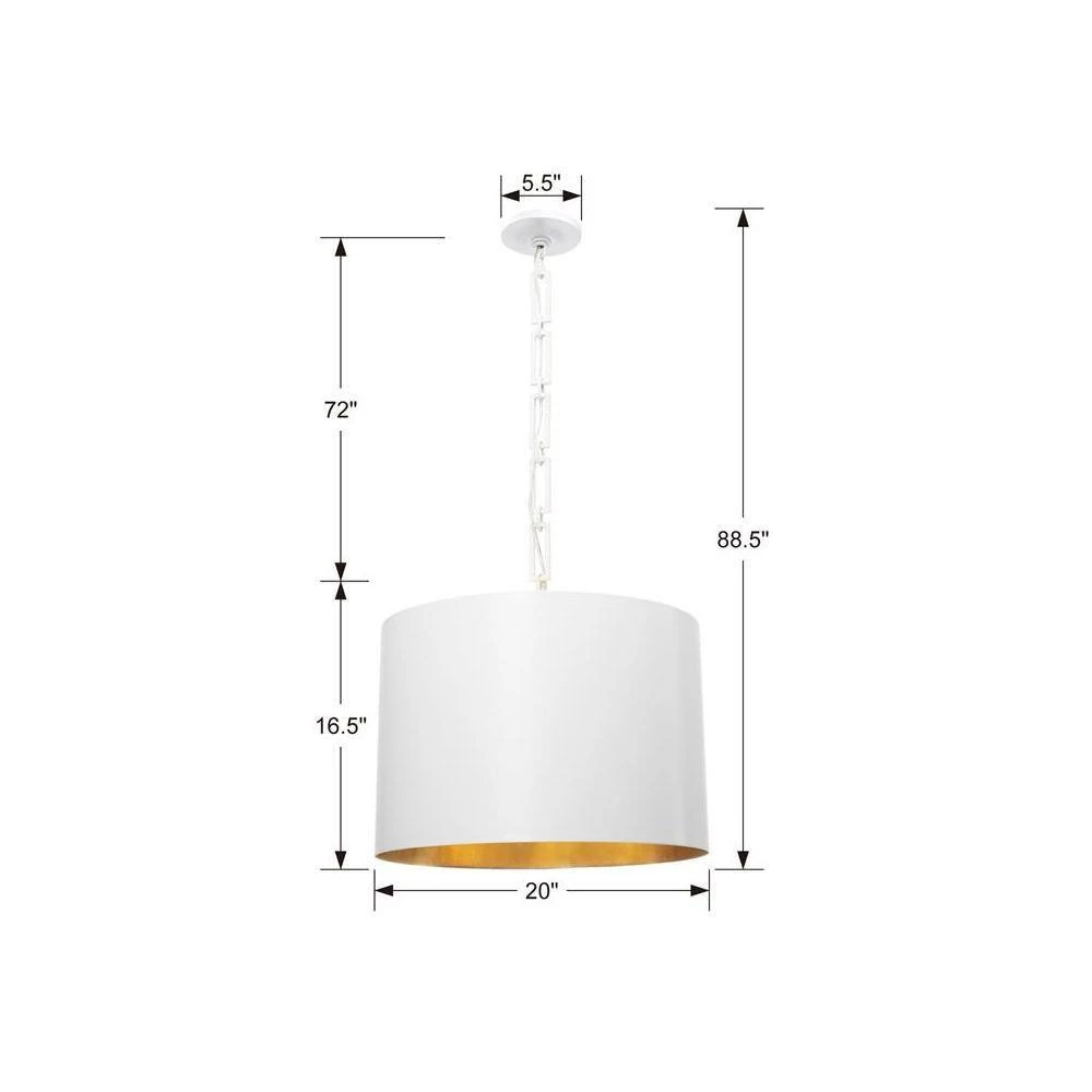 Alston 6-Light Matte White + Antique Gold Island Chandelier with Steel Shade by Crystorama 6 Alston 6-Light Matte White + Antique Gold Island Chandelier with Steel Shade by Crystorama - Image 4
