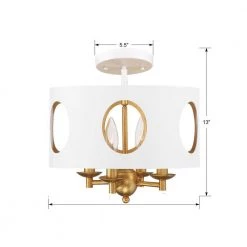 Odelle 4-Light Matte White and Antique Gold Pendant by Crystorama -Crystorama popular store matte white antique gold crystorama flush mount lights ode 700 mt ga 44 1000