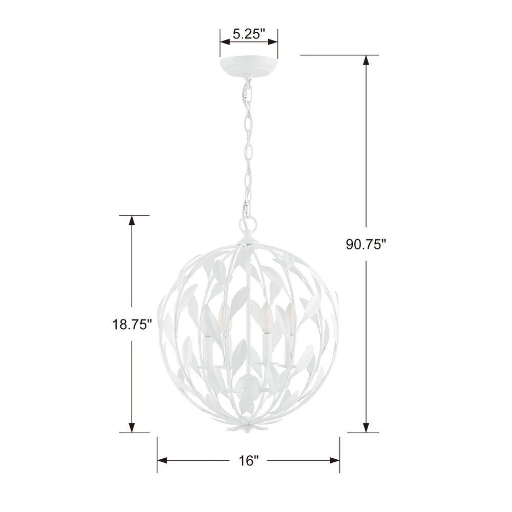 Broche 4-Light Matte White Cage Chandelier by Crystorama 7 Broche 4-Light Matte White Cage Chandelier by Crystorama - Image 5