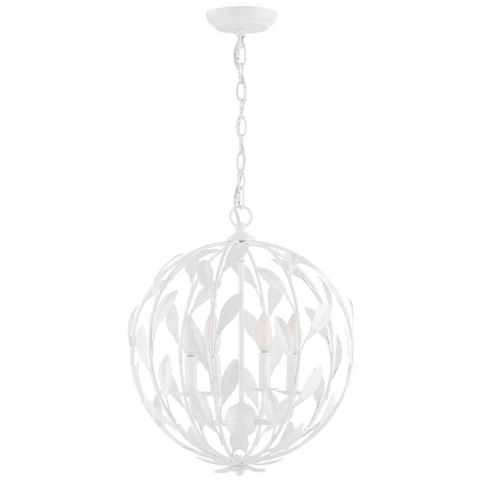 Broche 4-Light Matte White Cage Chandelier by Crystorama 4 Broche 4-Light Matte White Cage Chandelier by Crystorama - Image 2