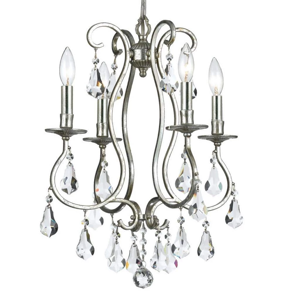 Ashton 4-Light Clear Crystal Silver Mini Chandelier by Crystorama 3 Ashton 4-Light Clear Crystal Silver Mini Chandelier by Crystorama
