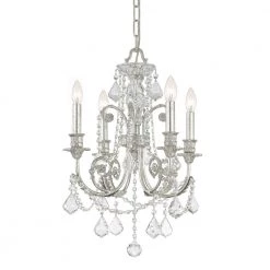 Regis 4-Light Clear Crystal Silver Mini Chandelier by Crystorama