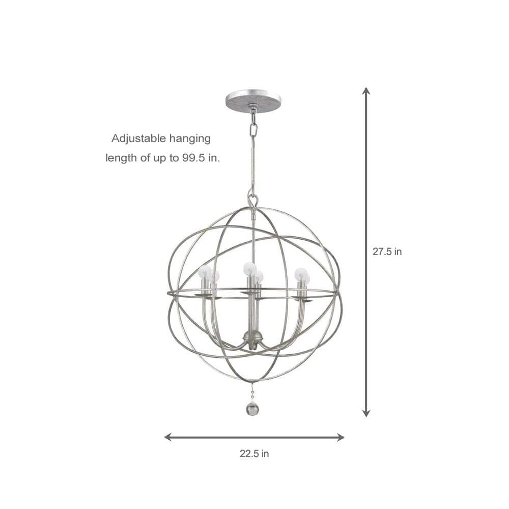 Solaris Collection 6-Light Olde Silver Orb Chandelier by Crystorama 6 Solaris Collection 6-Light Olde Silver Orb Chandelier by Crystorama - Image 4