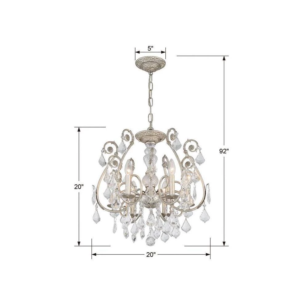 Regis 20 in. 6-Light Olde Silver Semi-Flush Mount by Crystorama 7 Regis 20 in. 6-Light Olde Silver Semi-Flush Mount by Crystorama - Image 5