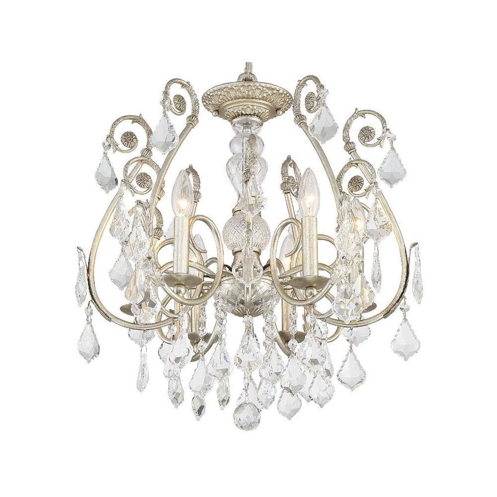 Regis 20 in. 6-Light Olde Silver Semi-Flush Mount by Crystorama 5 Regis 20 in. 6-Light Olde Silver Semi-Flush Mount by Crystorama - Image 3